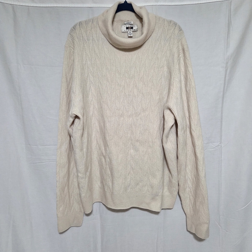 Joseph Abbound XXL Wool Blend Women's Cream Cable Knit Turtleneck Sweater